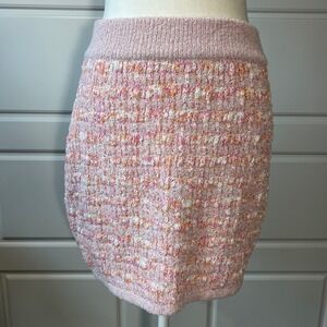 Apricot Pink Tweed Mini Skirt Stretchy Career Classy‎ Casual Women's Size 8